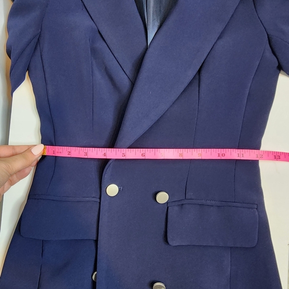 Elegant Navy Double-Breasted Women's Dress Blazer XXS (FAST SHIPPING) - Picture 7 of 10